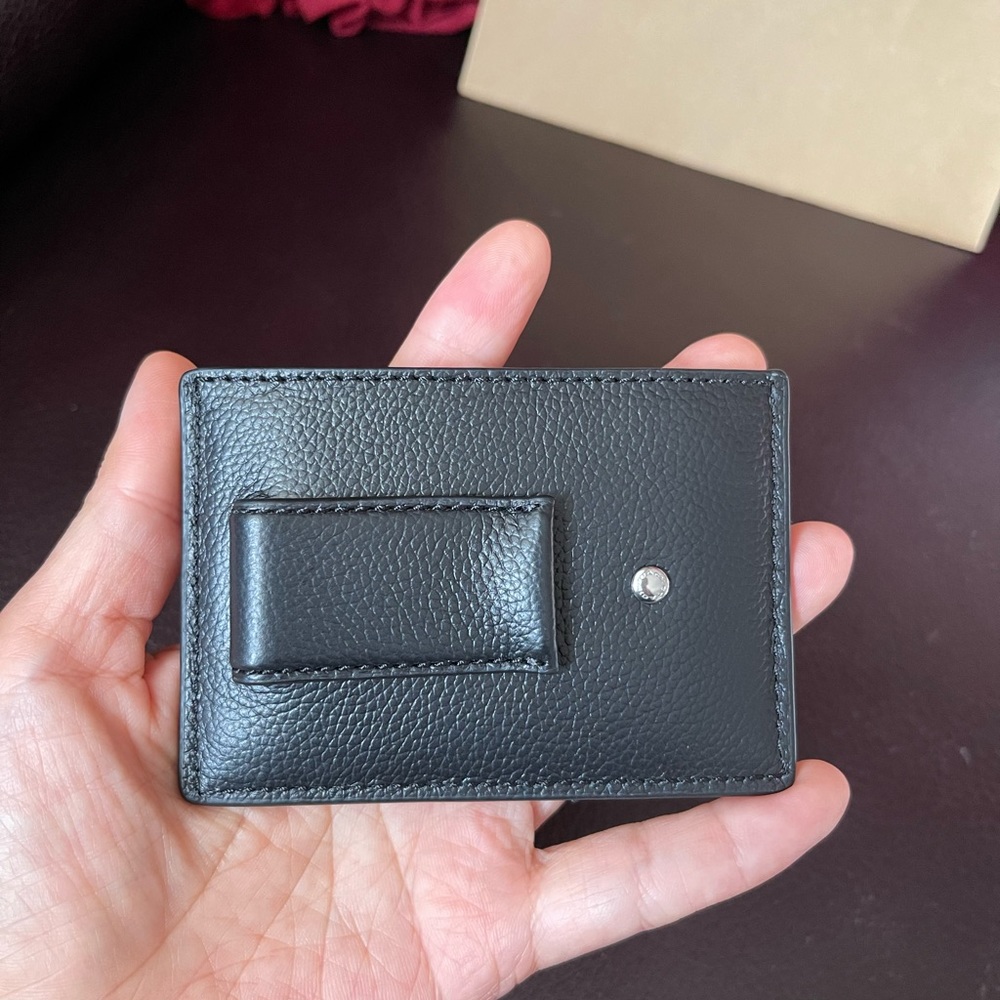 Coach Men's Money Clip Card Case Calf Leather Wallet F75459 Black NWT - Picture 2 of 7
